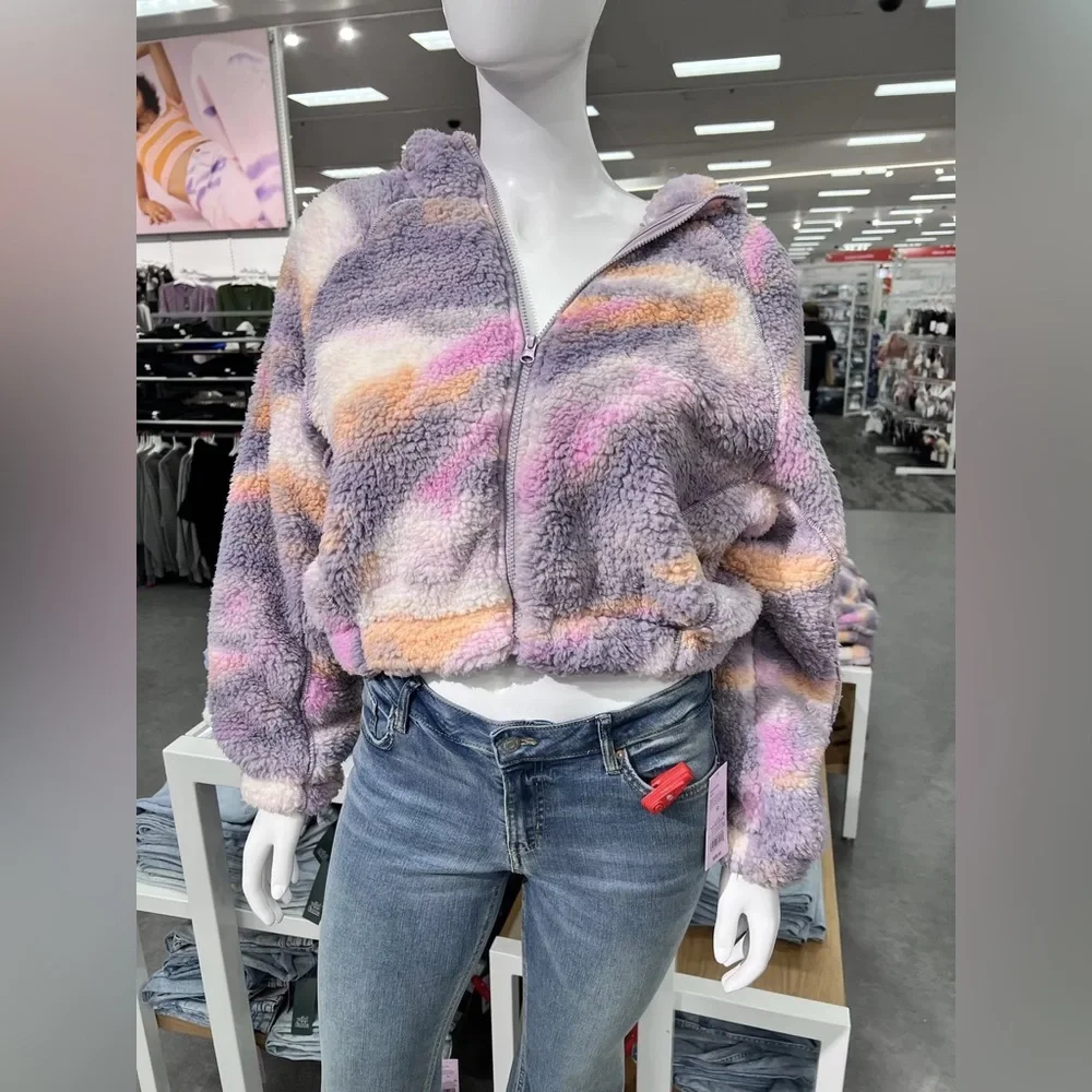 Plush Lavender Multi-Color Sherpa Zip Hoodie - Women - Picture 5 of 11
